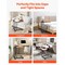 Brown MDF and Iron C-Shaped Sofa Side Table with Swivel Casters